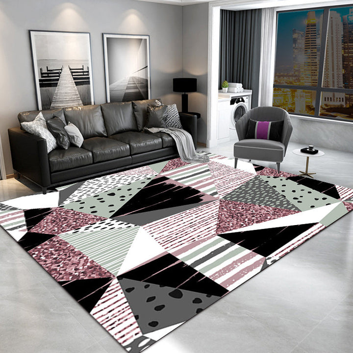 Blue and Yellow Bedroom Carpet Modern Color Block Striped Pattern Carpet Polyester Stain Resistant Carpet | Bowlift