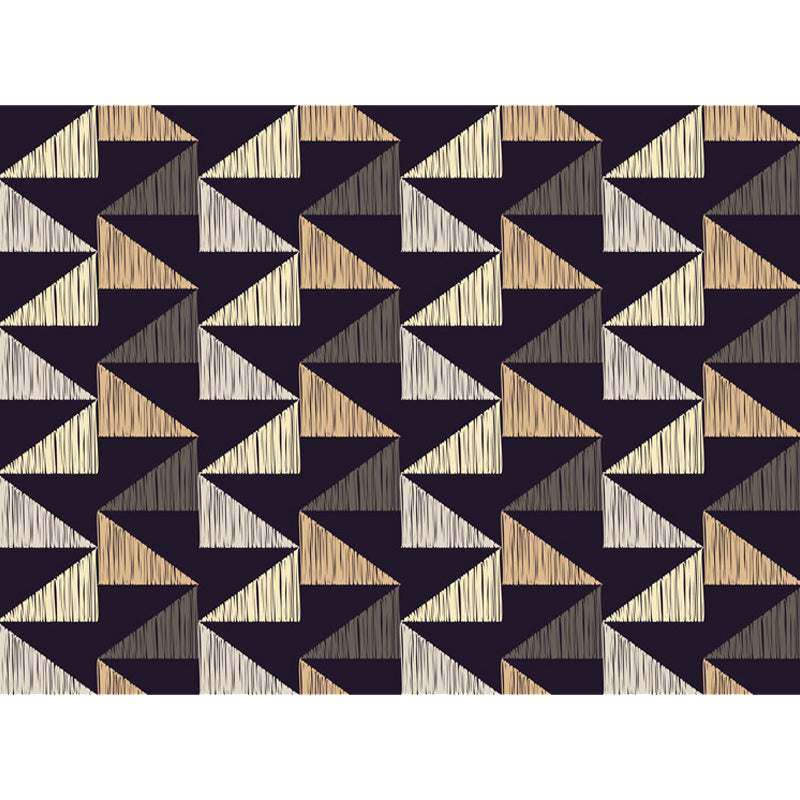 Black Bedroom Rug Modern Geometric Triangle Pattern Area Rug Polyester Stain Resistant Rug | Bowlift