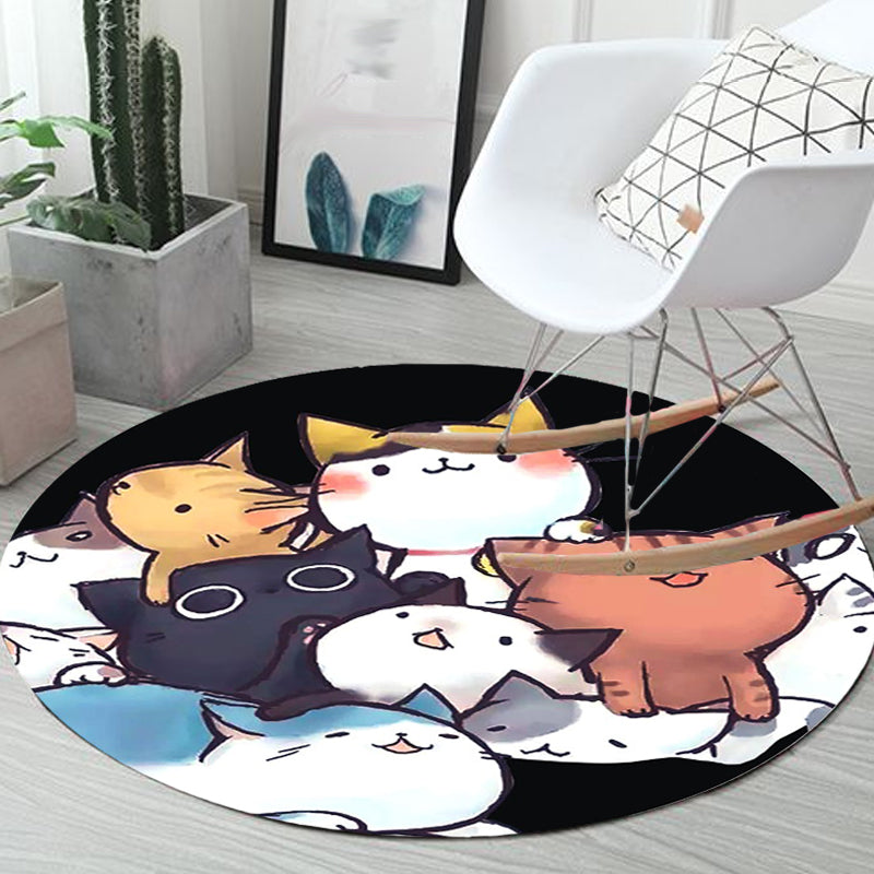 BowLift | Kids children's room carpet in black and white animal cat print carpet polyester non-slip back carpet