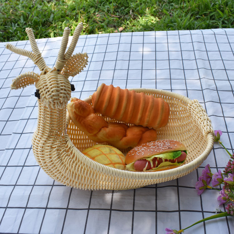 Decorative Woven Animal-Shaped Serving Tray Bowlift