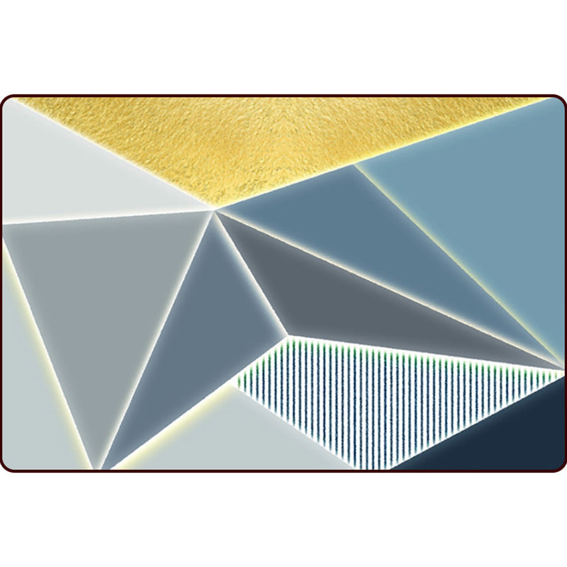 Blue Bedroom Rug Modern Color Block Geometric Cut Area Rug Polyester Machine Washable Rug | Bowlift
