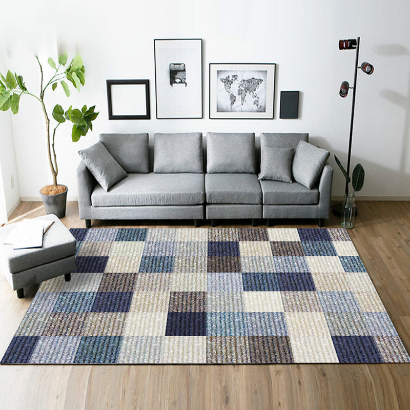 Yellow and Brown Bedroom Rug Modern Geometric Square Pattern Rug Polyester Stain Resistant Rug | Bowlift