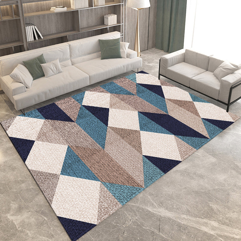 Simple modern rug in gray and brown geometric pattern rug polyester dirt-repellent rug for home decor | Bowlift