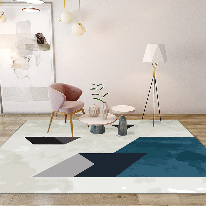 Modern living room rug in gray color block painting print rug polyester non-slip back rug | Bowlift
