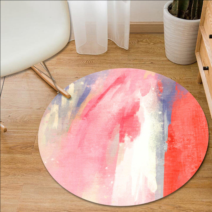 Simple modern rug in blue and green abstract oil painting pattern rug polyester machine washable flooring for home decor | Bowlift
