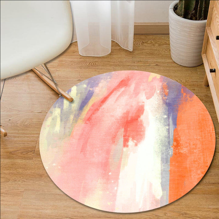 Simple modern rug in blue and green abstract oil painting pattern rug polyester machine washable flooring for home decor | Bowlift