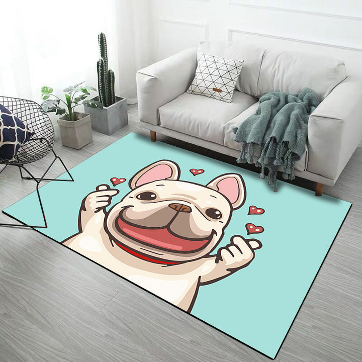 BowLift | Stylish Children's Carpet in Pink and Grey Animals Unicorn Rabbit Dog Pattern Rug Polyester Non-slip Rug for Kids' Room