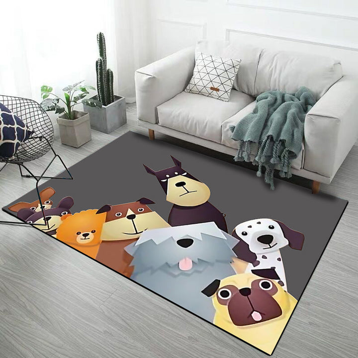 BowLift | Stylish Children's Carpet in Pink and Grey Animals Unicorn Rabbit Dog Pattern Rug Polyester Non-slip Rug for Kids' Room