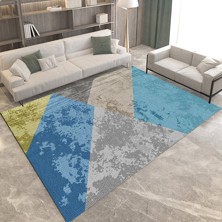 Modern living room rug in gray and ivory Geometric diamond pattern rug Polyester pet-friendly rug | Bowlift