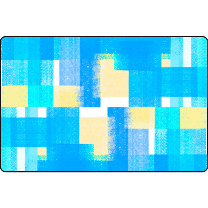 Blue and Brown Bedroom Rug Modern Abstract Painting Pattern Rug Polyester Non-Slip Back Rug | Bowlift