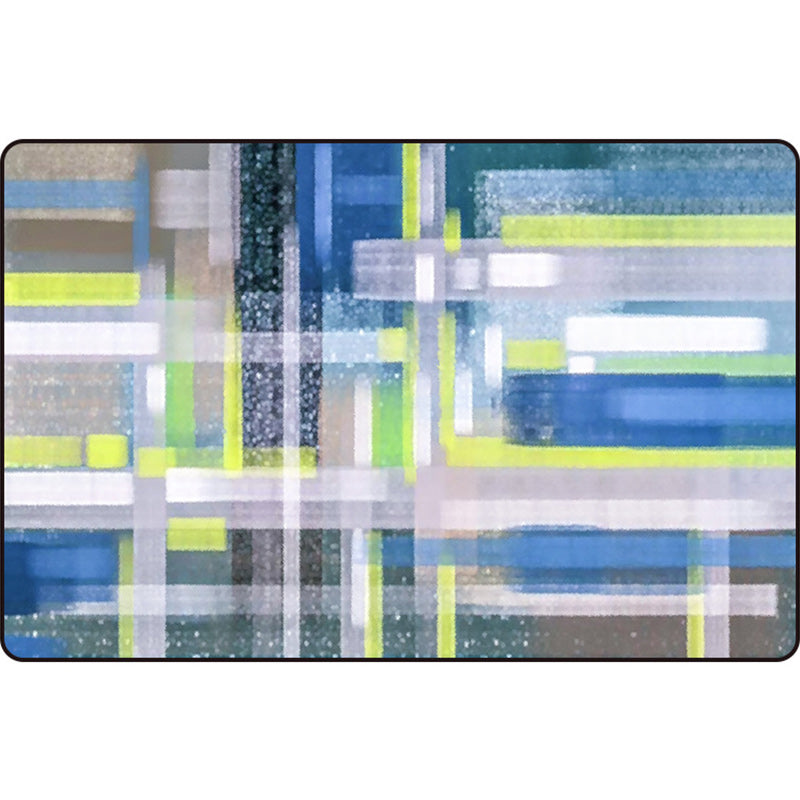 Blue and Brown Bedroom Rug Modern Abstract Painting Pattern Rug Polyester Non-Slip Back Rug | Bowlift