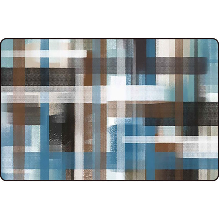Blue and Brown Bedroom Rug Modern Abstract Painting Pattern Rug Polyester Non-Slip Back Rug | Bowlift