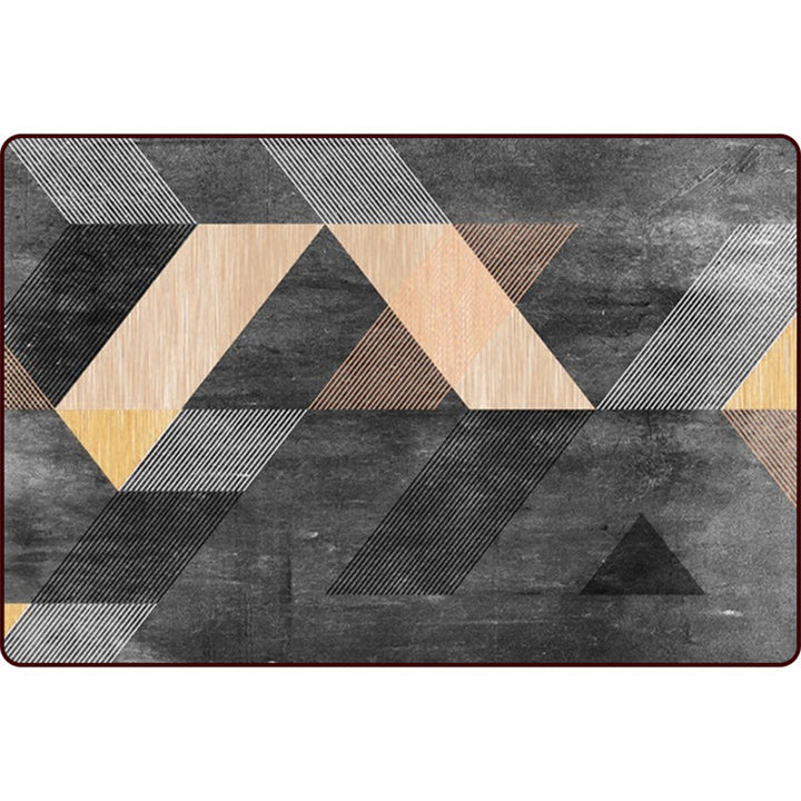 Black Bedroom Rug Modern Color Block Stripe Pattern Rug Polyester Non-Slip Rug | Bowlift