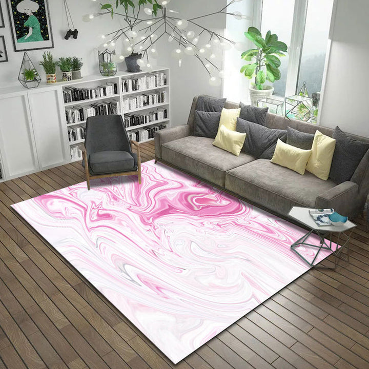 Simple modern rug in white and black abstract paint pattern rug polyester non-slip rug for home decor | Bowlift