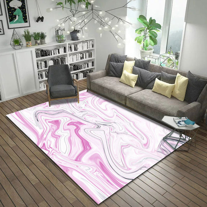 Simple modern rug in white and black abstract paint pattern rug polyester non-slip rug for home decor | Bowlift