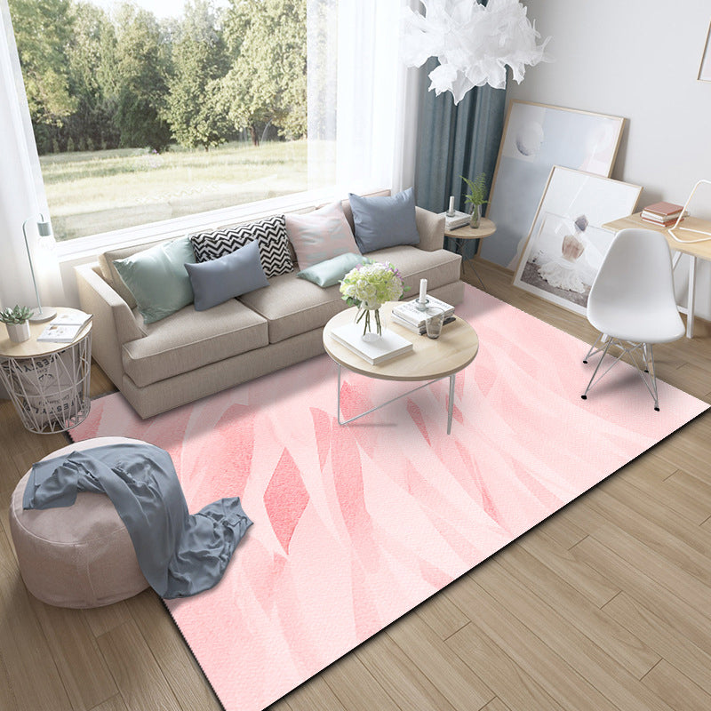 Modern living room rug in pink and brown Abstract twisted line pattern rug Polyester non-slip backing rug | Bowlift