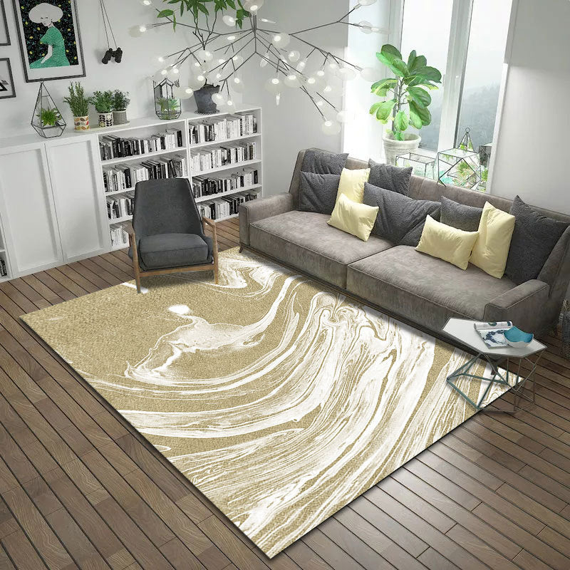 Modern living room rug in pink and brown Abstract twisted line pattern rug Polyester non-slip backing rug | Bowlift