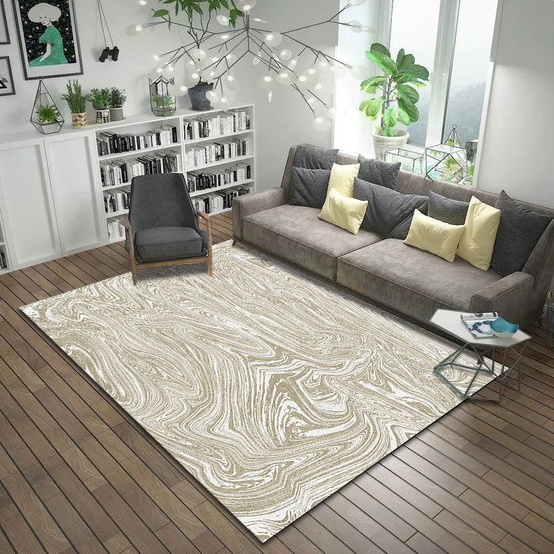 Modern living room rug in pink and brown Abstract twisted line pattern rug Polyester non-slip backing rug | Bowlift