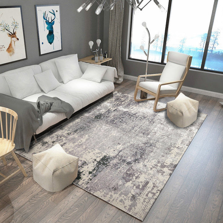 Blue and Brown Bedroom Rug Modern Abstract Painting Pattern Area Rug Polyester Pet-Friendly Rug | Bowlift