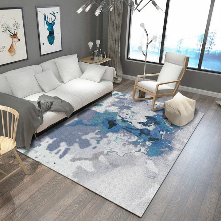 Modern rug for the living room in gray-blue abstract print rug Polyester non-slip backing rug | Bowlift