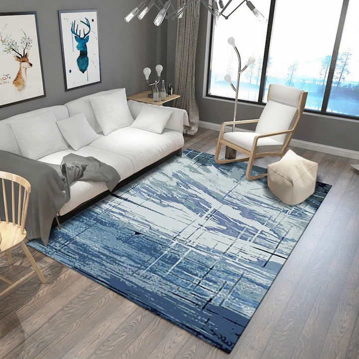 Modern rug for the living room in gray-blue abstract print rug Polyester non-slip backing rug | Bowlift