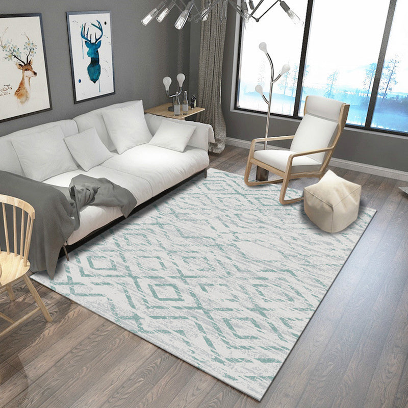 Modern rug for the living room in gray-blue abstract print rug Polyester non-slip backing rug | Bowlift