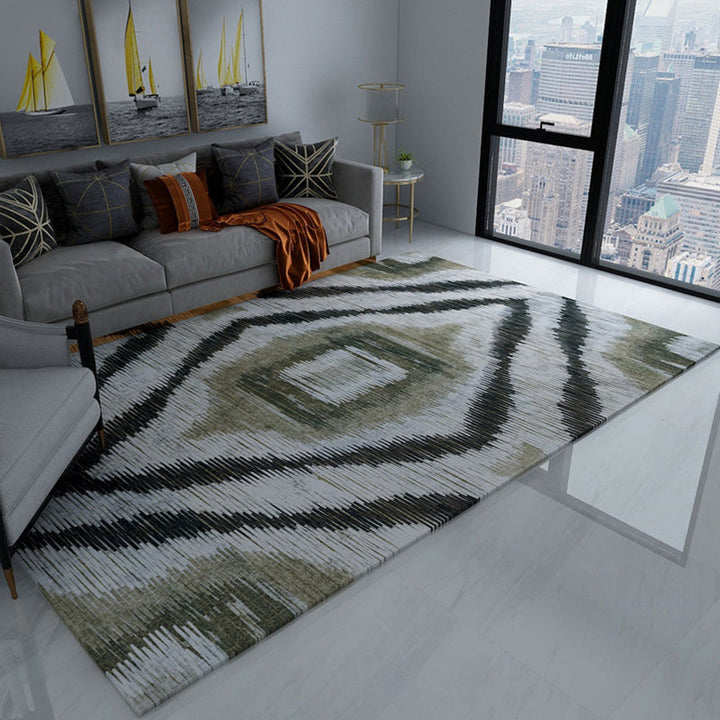 Pink and brown bedroom rug Modern abstract diamond pattern rug Polyester non-slip backing rug | Bowlift