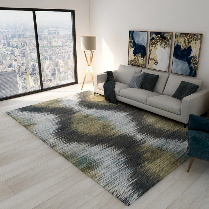 BowLift | Modern living room rug in brown and purple with abstract stripe pattern rug polyester pet-friendly area rug