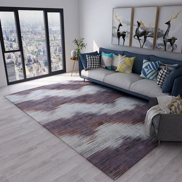 BowLift | Modern living room rug in brown and purple with abstract stripe pattern rug polyester pet-friendly area rug