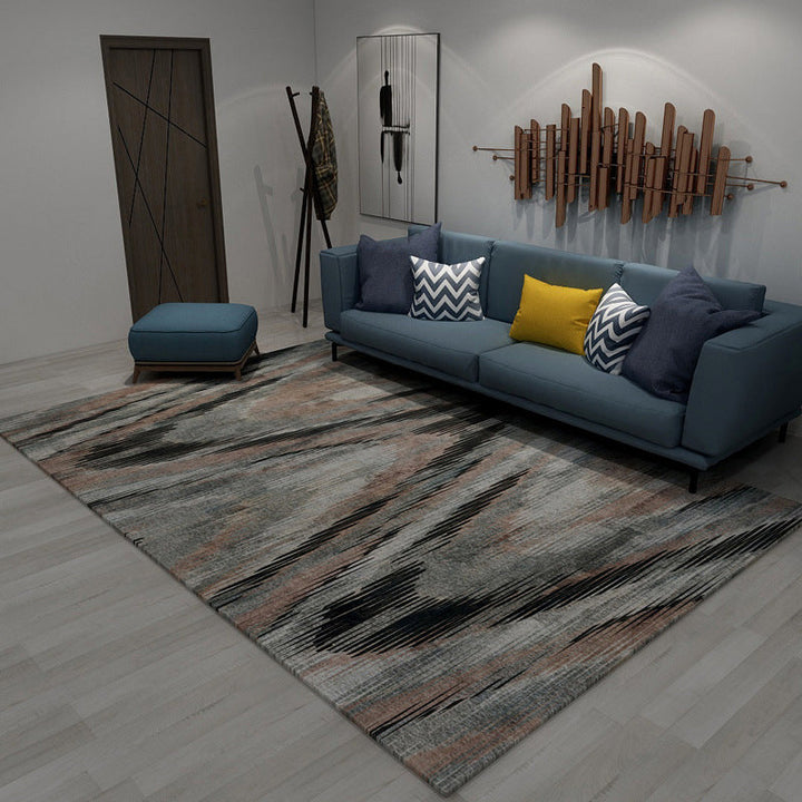 BowLift | Modern living room rug in brown and purple with abstract stripe pattern rug polyester pet-friendly area rug