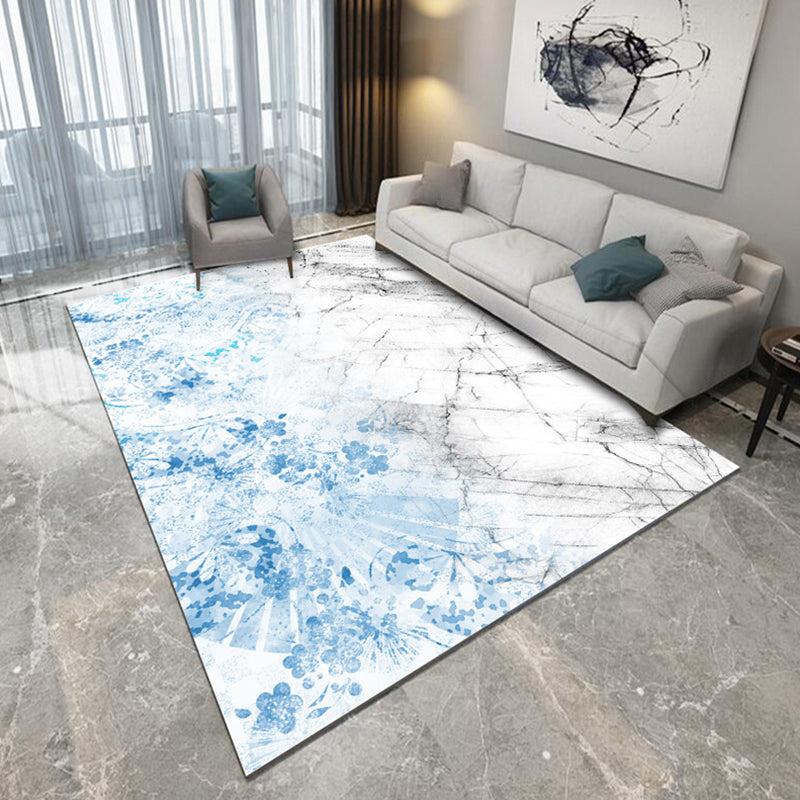New Modern Carpet in Gray and Blue Abstract Splatter Pattern Carpet Polyester Non-Slip Carpet for Home Decor | Bowlift