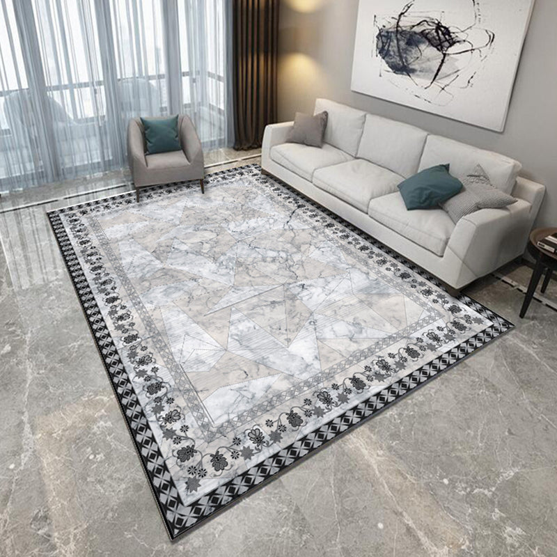 New Modern Carpet in Gray and Blue Abstract Splatter Pattern Carpet Polyester Non-Slip Carpet for Home Decor | Bowlift