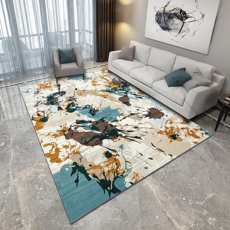 New Modern Carpet in Gray and Blue Abstract Splatter Pattern Carpet Polyester Non-Slip Carpet for Home Decor | Bowlift