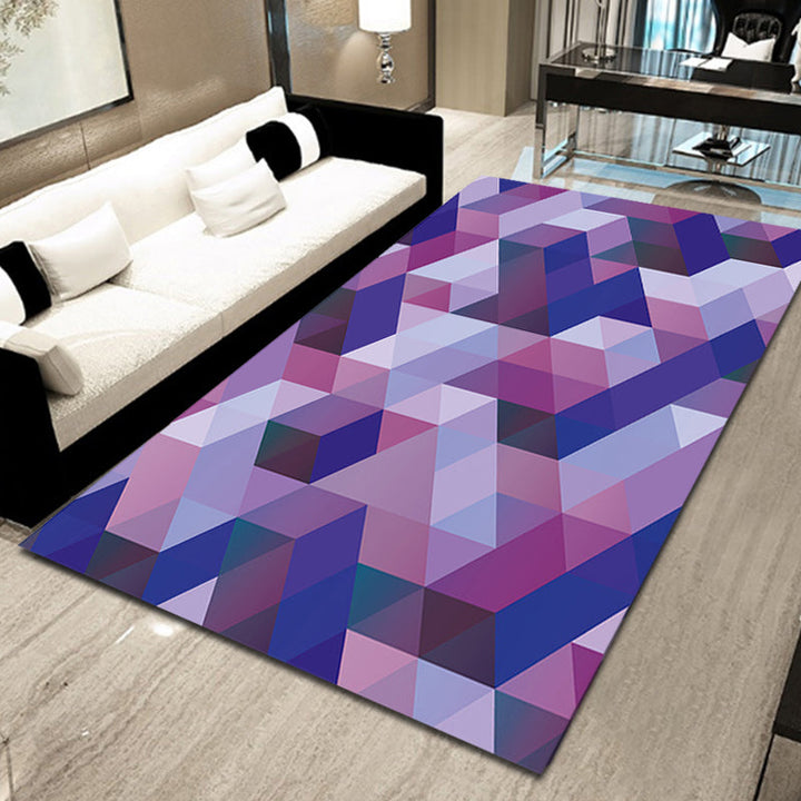 Casual modern rug in purple geometric triangle pattern rug polyester pet friendly rug for home decor | Bowlift