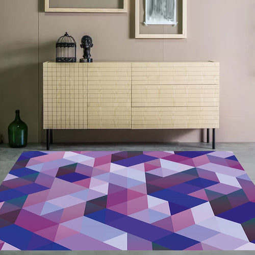 Casual modern rug in purple geometric triangle pattern rug polyester pet friendly rug for home decor | Bowlift