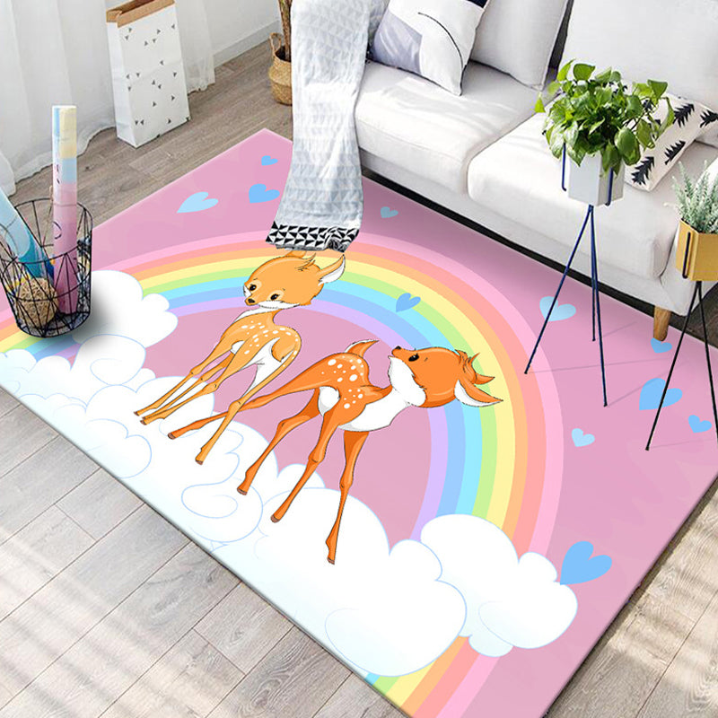 BowLift | Black and Blue Kids Room Carpet Kids Animal Butterfly Deer Whale Pattern Rug Polyester Machine Washable Carpet