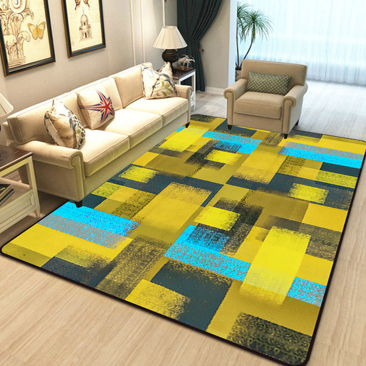 Black and Yellow Bedroom Rug Modern Abstract Painting Pattern Area Rug Polyester Washable Rug | Bowlift