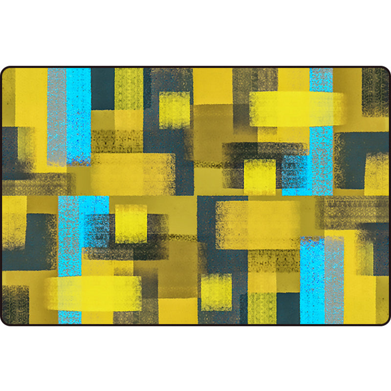 Black and Yellow Bedroom Rug Modern Abstract Painting Pattern Area Rug Polyester Washable Rug | Bowlift