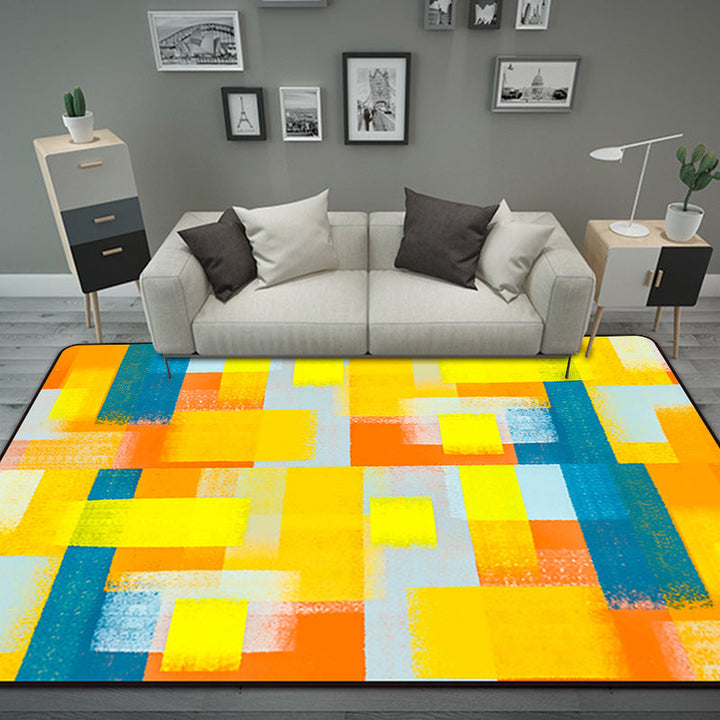 Black and Yellow Bedroom Rug Modern Abstract Painting Pattern Area Rug Polyester Washable Rug | Bowlift