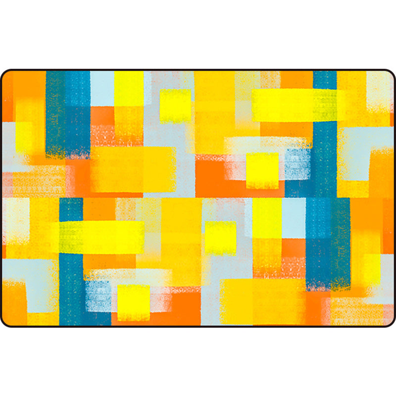 Black and Yellow Bedroom Rug Modern Abstract Painting Pattern Area Rug Polyester Washable Rug | Bowlift