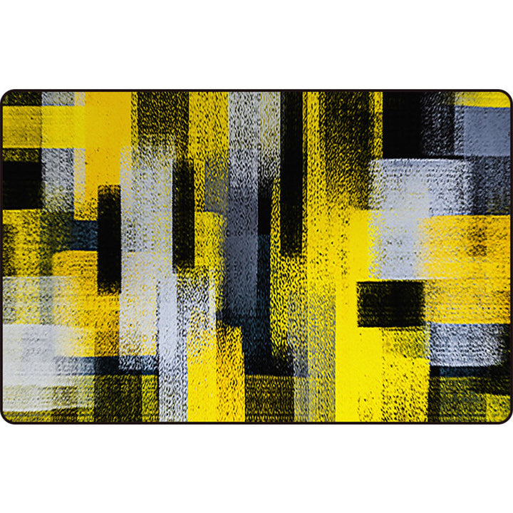 Black and Yellow Bedroom Rug Modern Abstract Painting Pattern Area Rug Polyester Washable Rug | Bowlift