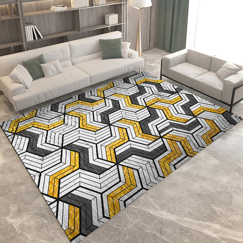 Modern Living Room Rug Multicolored Geometric Print Rug Polyester Non-Slip Underlay Area Rug | Bowlift