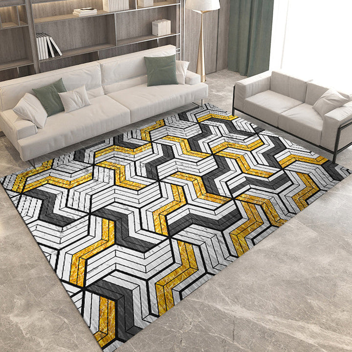 Modern Living Room Rug Multicolored Geometric Print Rug Polyester Non-Slip Underlay Area Rug | Bowlift