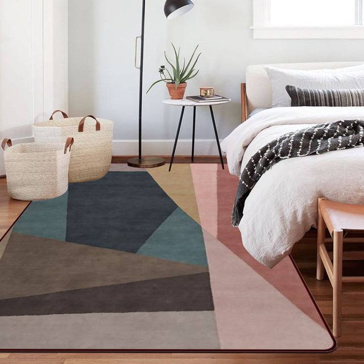 Modern living room rug Colorful color block Irregular shape printed rug Polyester non-slip rug for the area | Bowlift