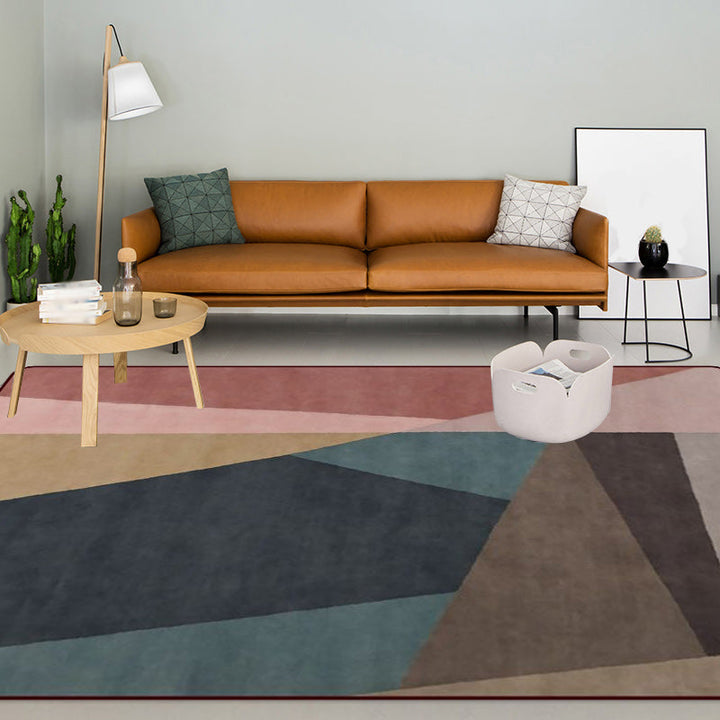 Modern living room rug Colorful color block Irregular shape printed rug Polyester non-slip rug for the area | Bowlift