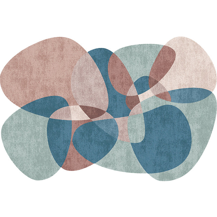 BowLift | Novelty Living Room irregular rug in gray and blue color block print rug polyester non-slip backing area rug