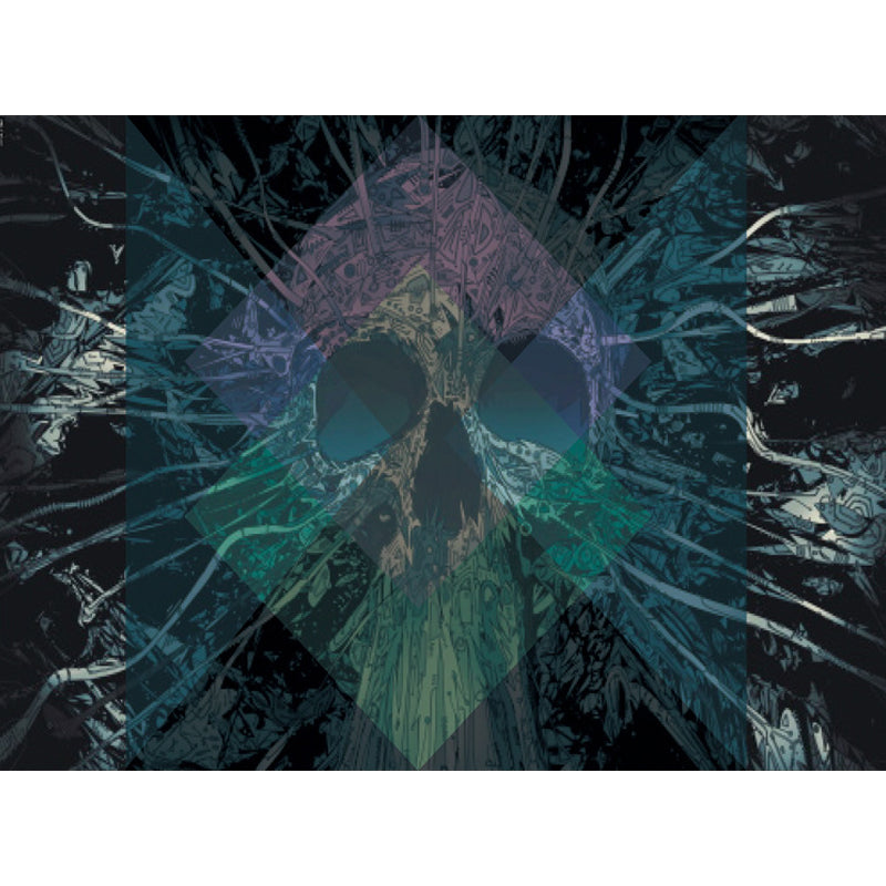 Modern living room rug in black skull diamond print rug polyester non-slip pet-friendly rug | Bowlift