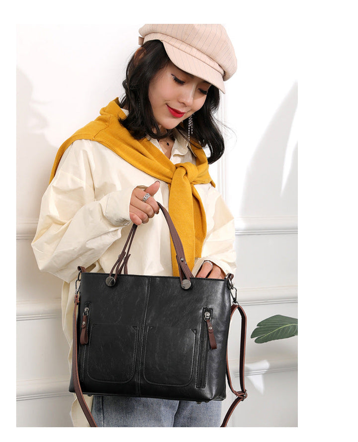 BowLift | Vintage Leather Autumn Shoulder Bag for Women – Stylish PU Crossbody Tote