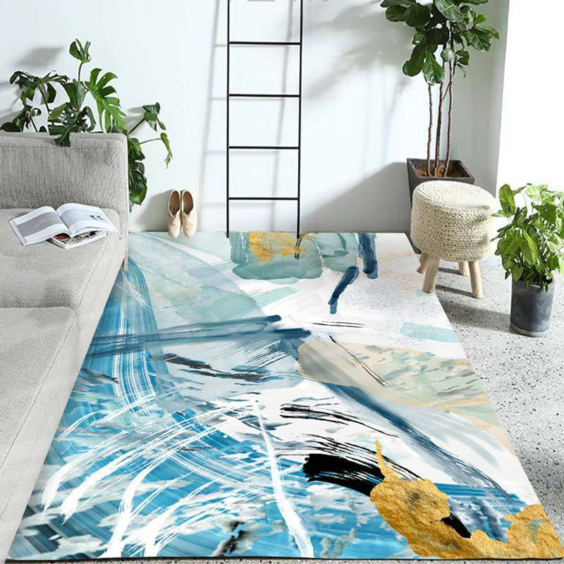 New Modern Rug in Purple and Blue Abstract Painting Pattern Rug Polyester Non-Slip Rug for Home Decor | Bowlift