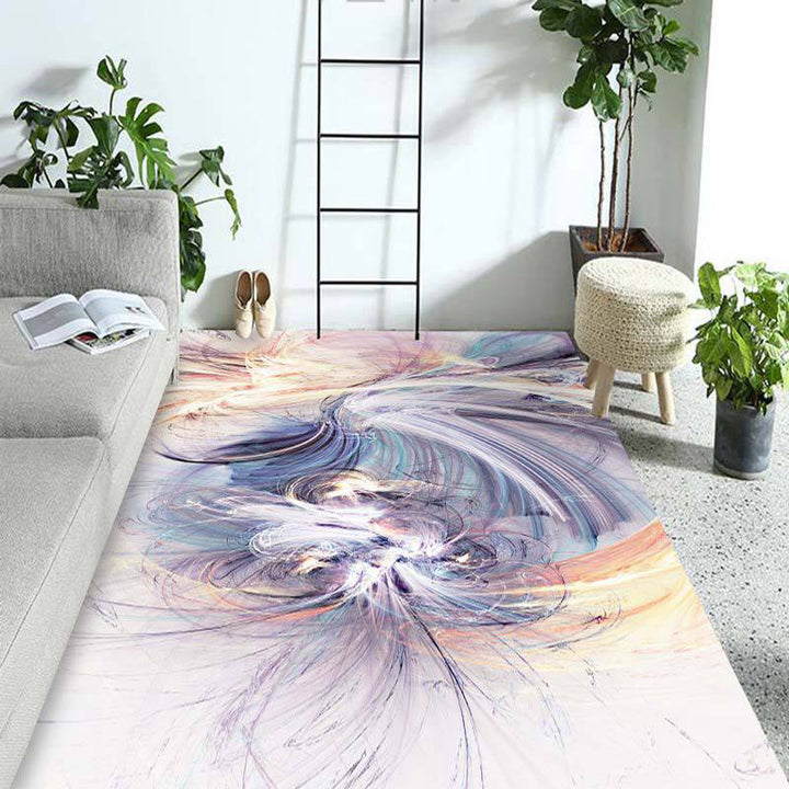 New Modern Rug in Purple and Blue Abstract Painting Pattern Rug Polyester Non-Slip Rug for Home Decor | Bowlift